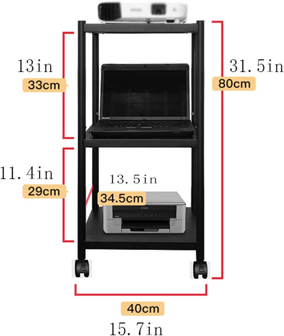 Projector Mount Projector Stand Mobile Four-Wheeled Cart Home Projector Shelf Home Living Room Office Conference Room Universal Pulley Projector Rack Universal Projector Stand image number 2