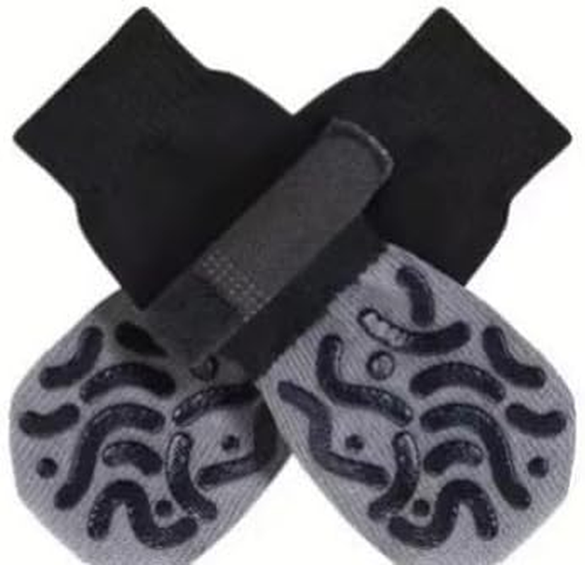 Anti-Slip Dog Socks-4 Pcs Double Sides Grips Dog Shoes Paw Protector for Hot Pavement, Prevents Licking,For Puppy Small Medium Large Senior Dogs (Black, L) image number 2