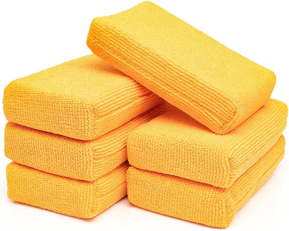 The Rag Company - the Pearl Microfiber Detailing Applicator Sponges (6-Pack) Versatile Detailing Tool, Excellent for Applying Wax, Sealants, Coatings and Other Automotive Products, 3In X 5In, Orange image number 6