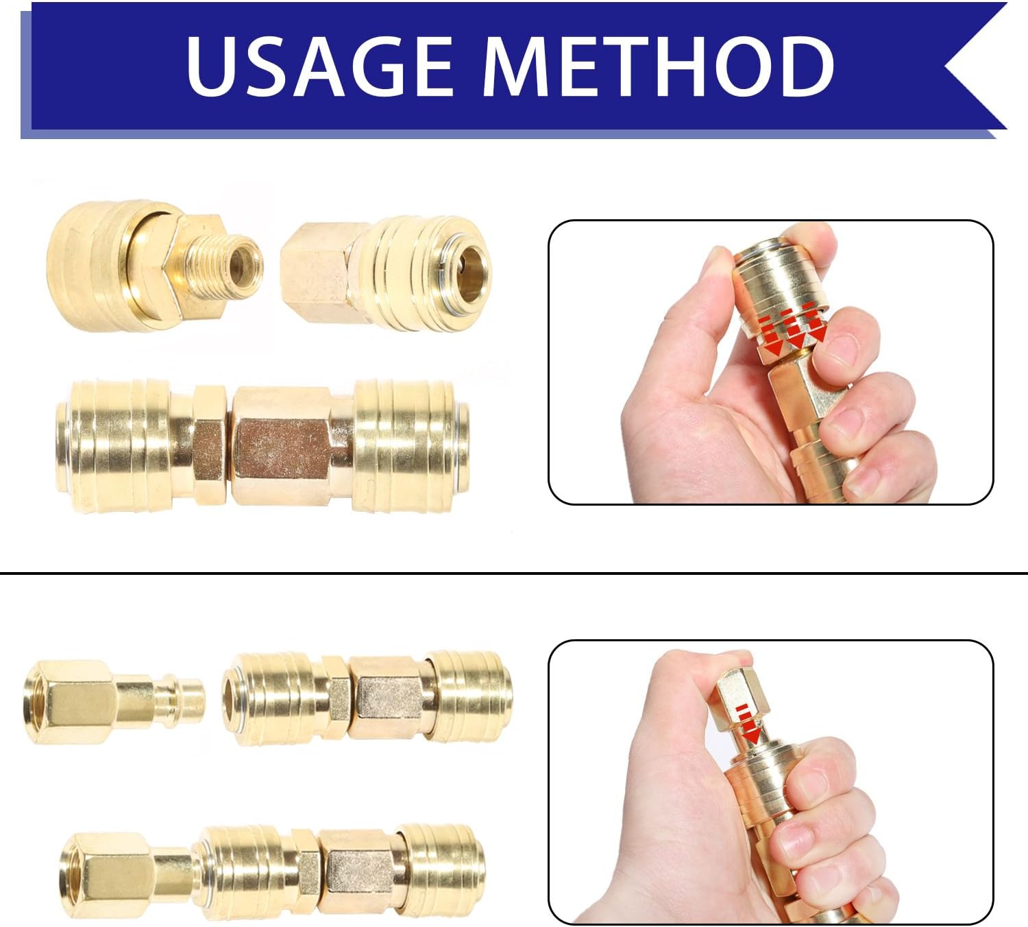 Aikoolwer Compressed Air Distributor Coupling 2-Way 1/4 Inch Brass Air Hose Quick with Male Thread Nipple image number 5
