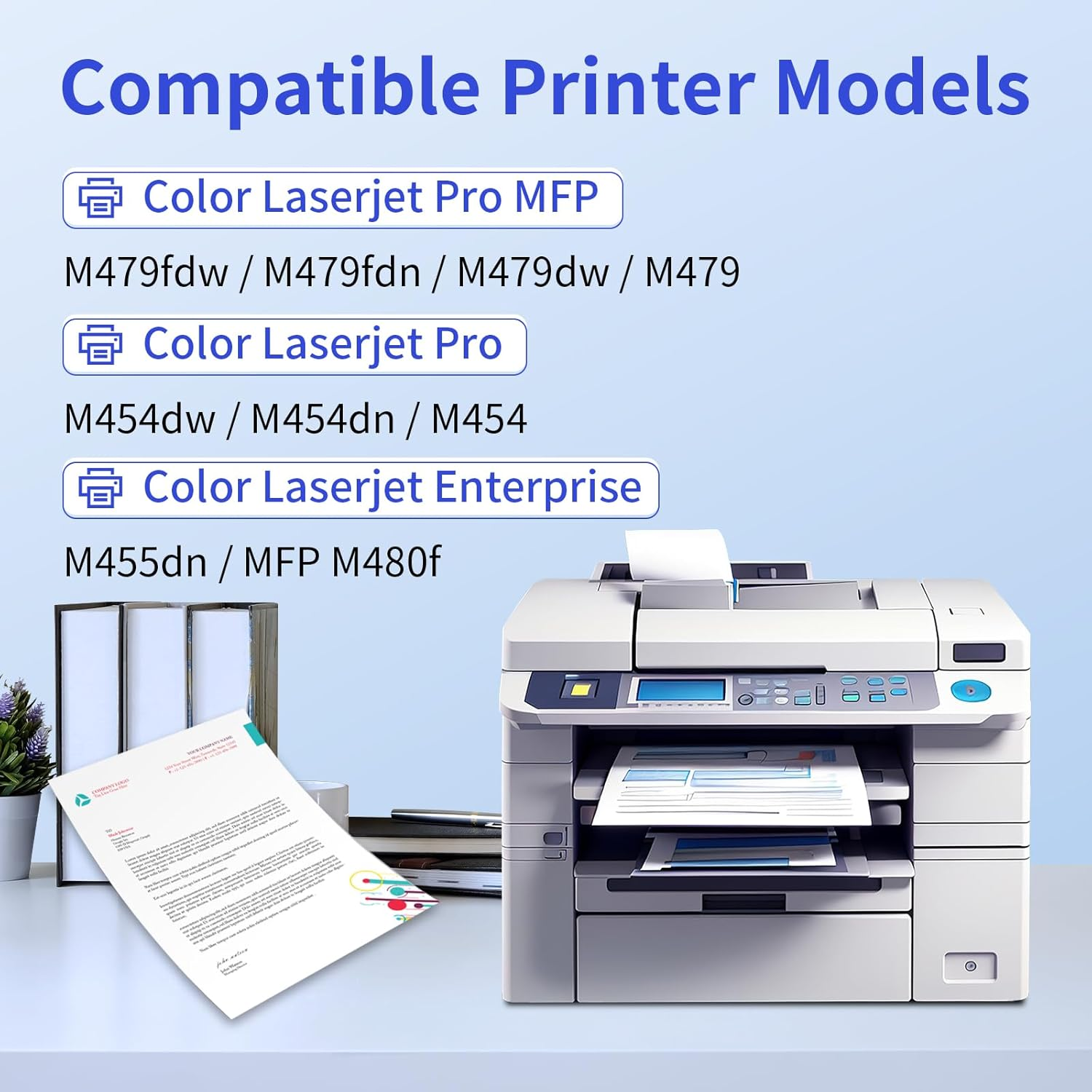 414X Toner Cartridges High Yield (With Chip) Compatible Replacement for HP 414X 414A for Color Laserjet Pro MFP M479Fdw M479Fdn M479Dw Pro M454Dw M454Dn M479 M454 Printer Ink W2020X W2020A (1 Pack) image number 5