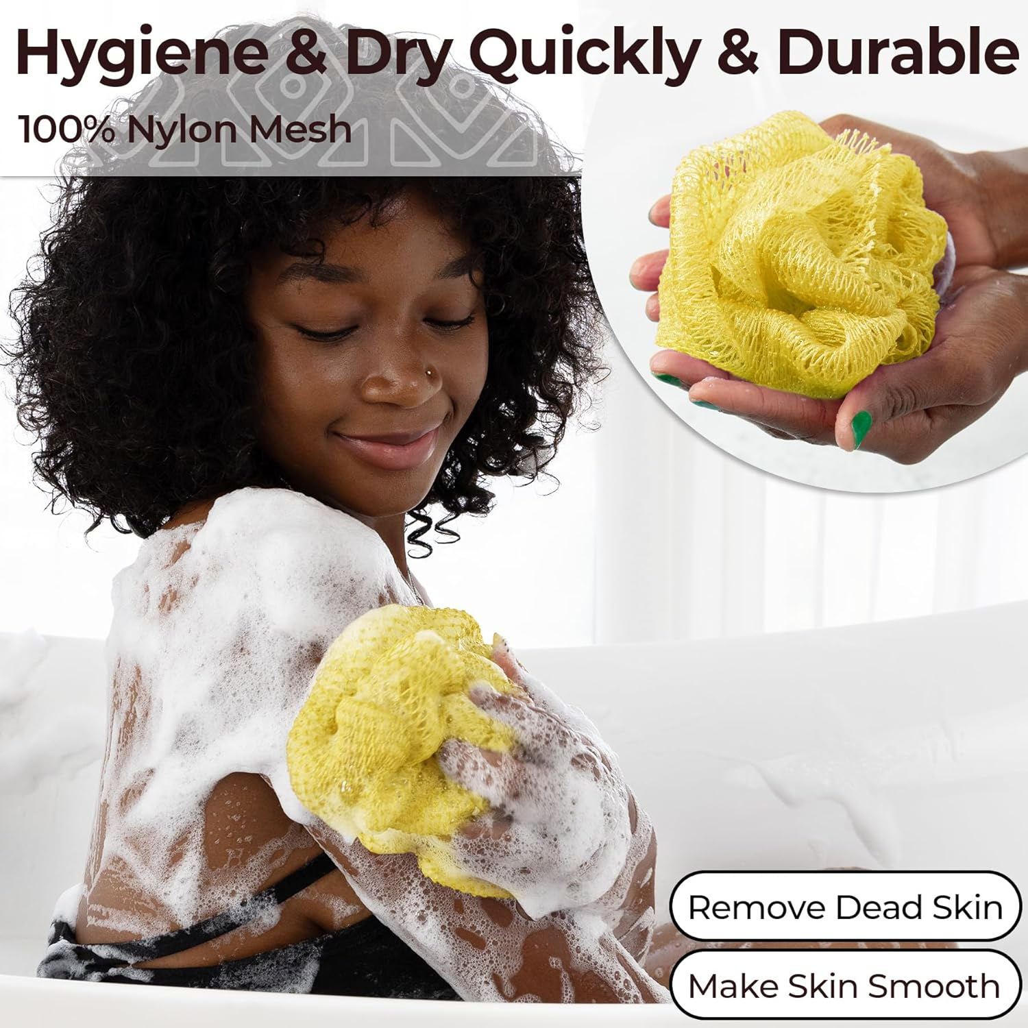African Exfoliating Net Sponge Authentic - Real African Bath Sponge with Knots and Ropes - Back Scrubber Exfoliator Washer Cloth with Travel Bag - Body Shower Skin Care Essentials for Daily Use image number 4