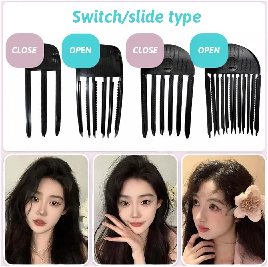 2 Pcs Volumizing Hair,Hair Root Smooth & Sturdy Wide Tooth Plastic Afro Pick Pcs 3/6 Teeth Comb Root for Curly Hair Volume,Root Lifting Hair Clipvolumzing Roll Instant Hair Styling Tools for Women (Two Size) image number 4