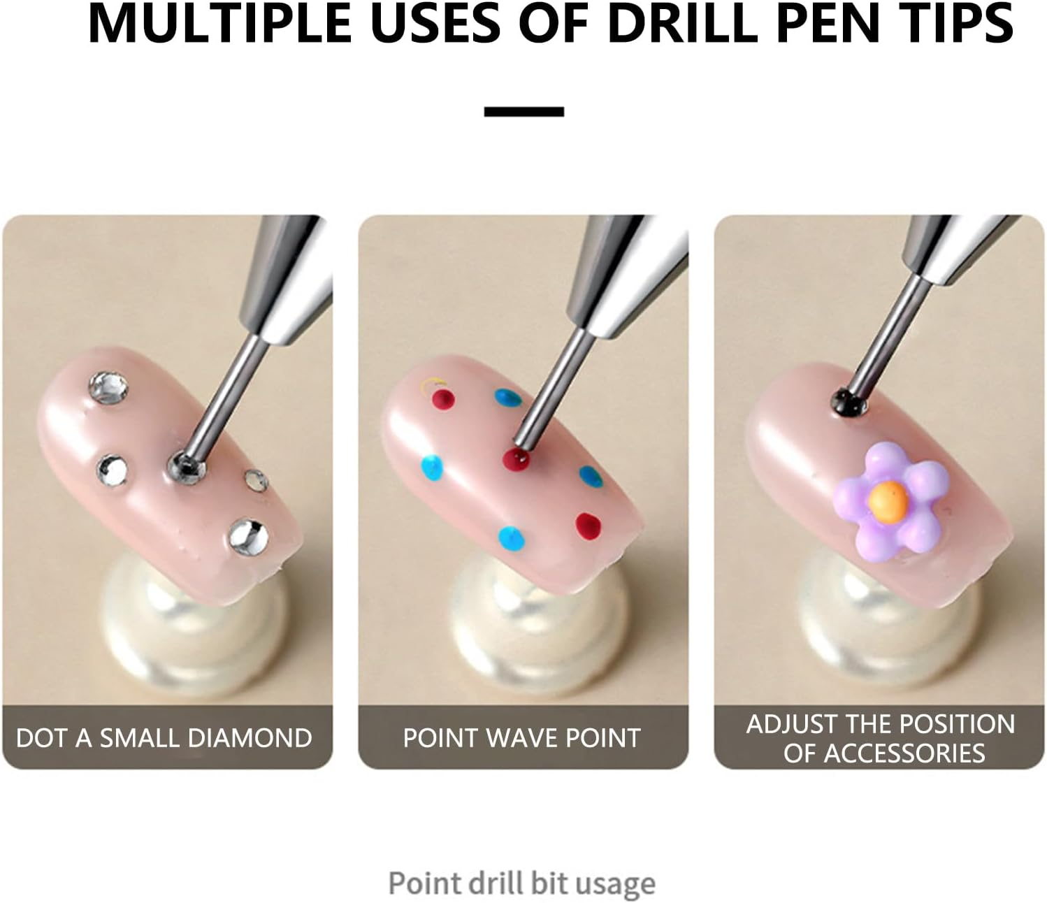Taoluwin Diamond Nail Art Pen, Double Heads Point Drill, Self-Stick Wax Tip, Diamond Painting Pen with Protective Cap for Rhinestones Gems, Reusable Drill Tool image number 4