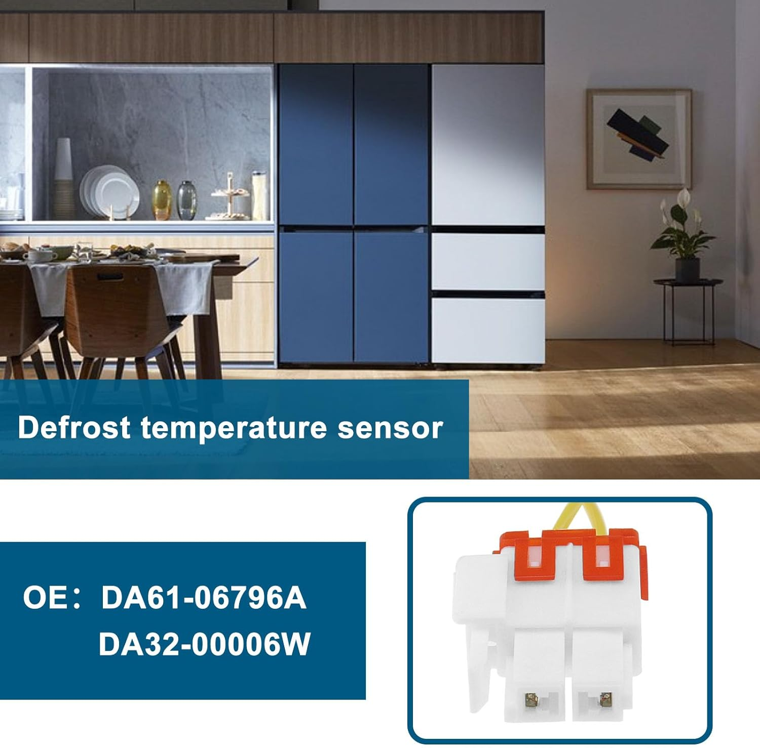 Drainage Pipe Clamp and Temperature Sensor Compatible with Samsung Refrigerators DA61-06796A DA32-0006W