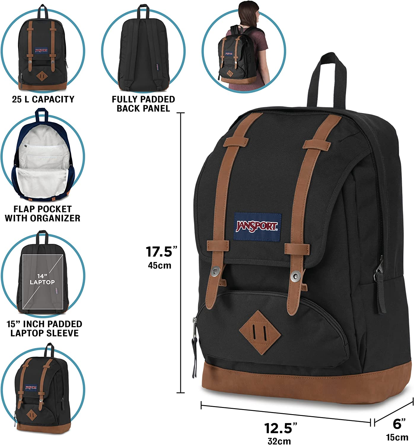 Jansport Cortlandt 15-Inch Laptop Backpack-25 Liter Travel Pack - Navy image number 3