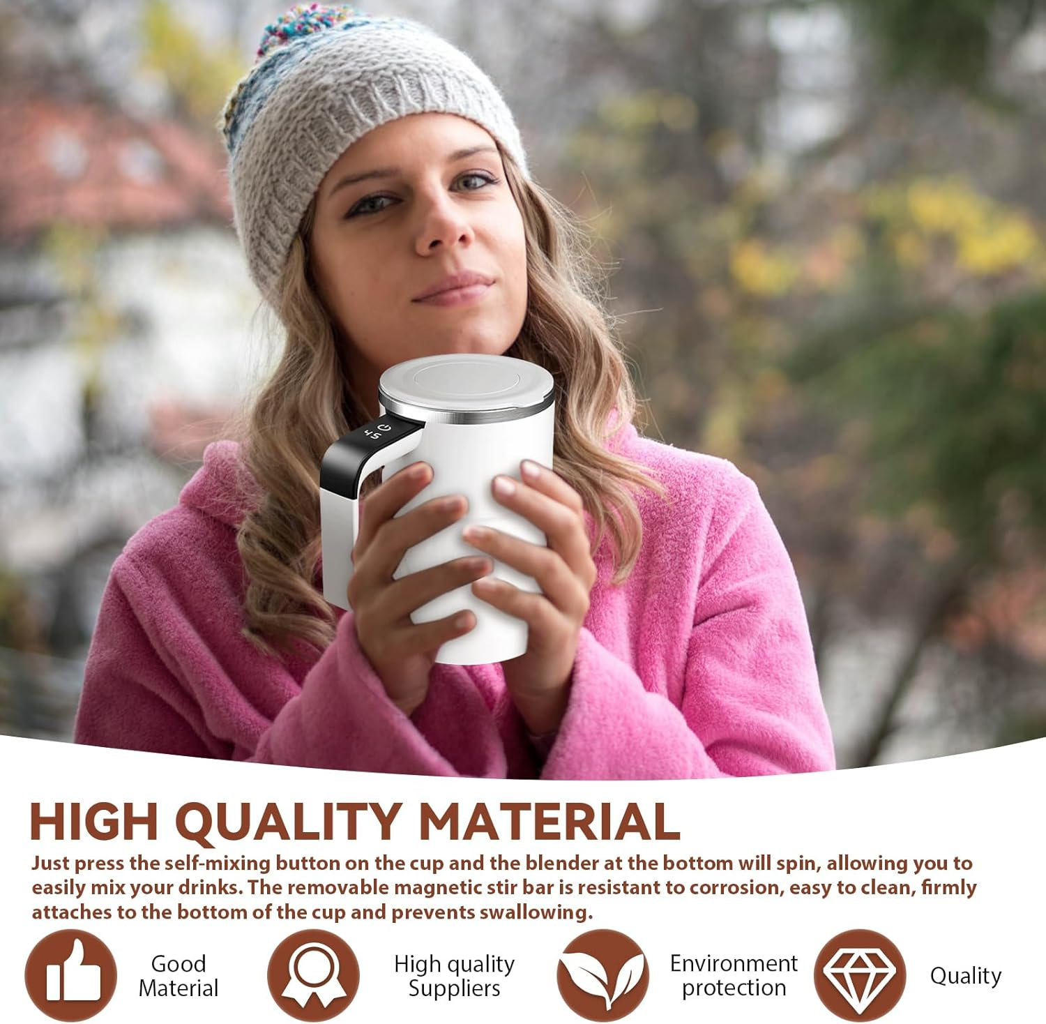 380 Ml Electric Self Stirring Coffee Mug, Thermal Mug with Temperature Display - Magnetic Self-Stirring Cup for Coffee, Protein, Tea, Hot Chocolate image number 5