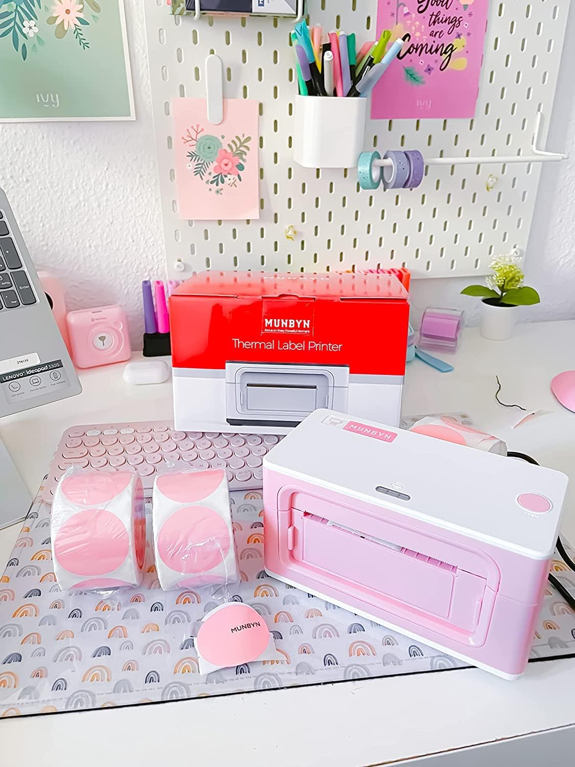 MUNBYN Shipping Label Printer USB 4X6 for Shipping Packages Postage Address Home Small Business, Compatible with Etsy, Shopify, Amazon, Royal Mail, Fedex, UPS, 941U, Pink image number 3