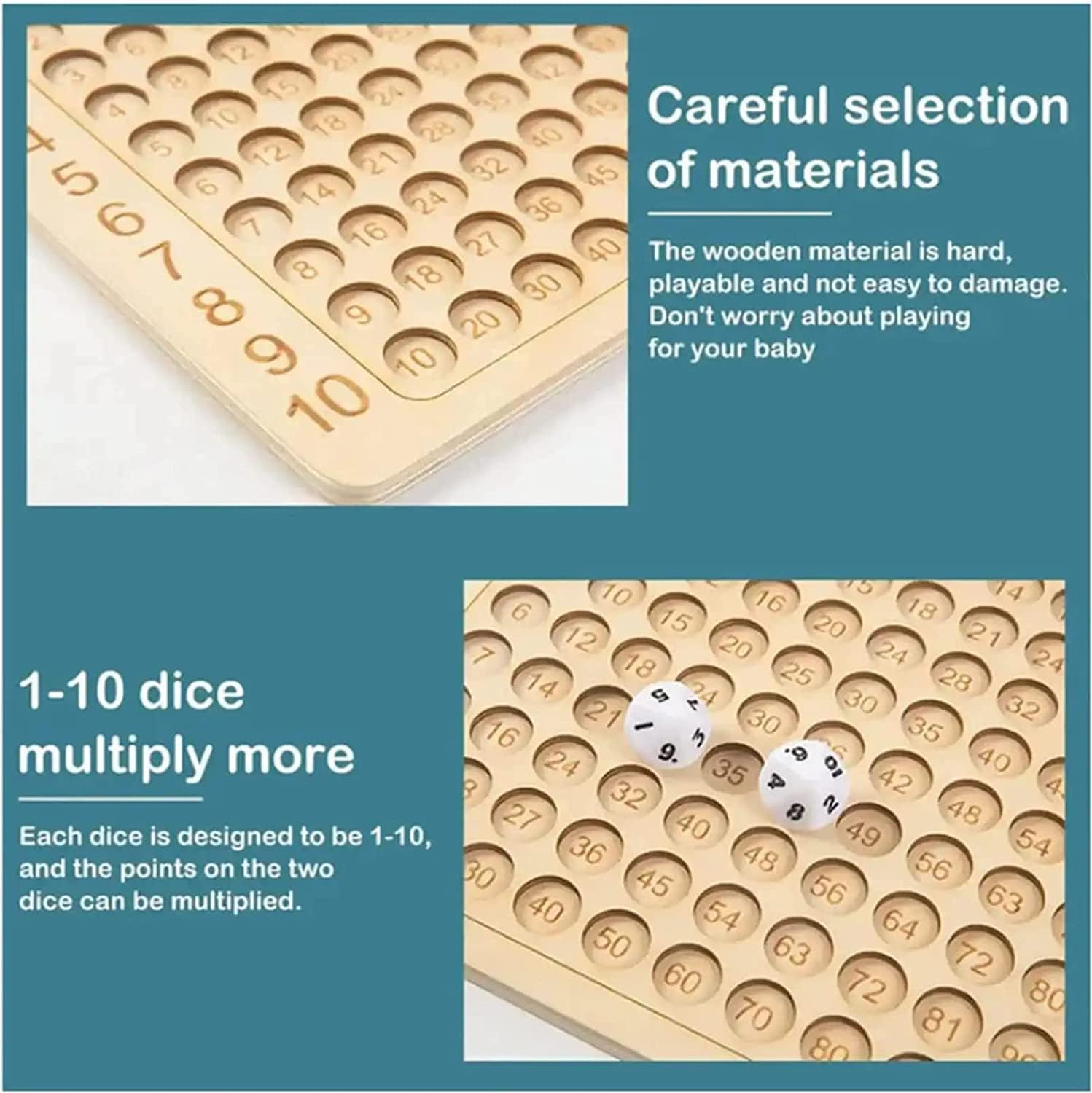 Wooden Math Multiplication Board Montessori Children Counting Toy Educational Multiplication Board Game Wooden Math Blocks Board for Toddlers Kids over 3 Years Old ... image number 4