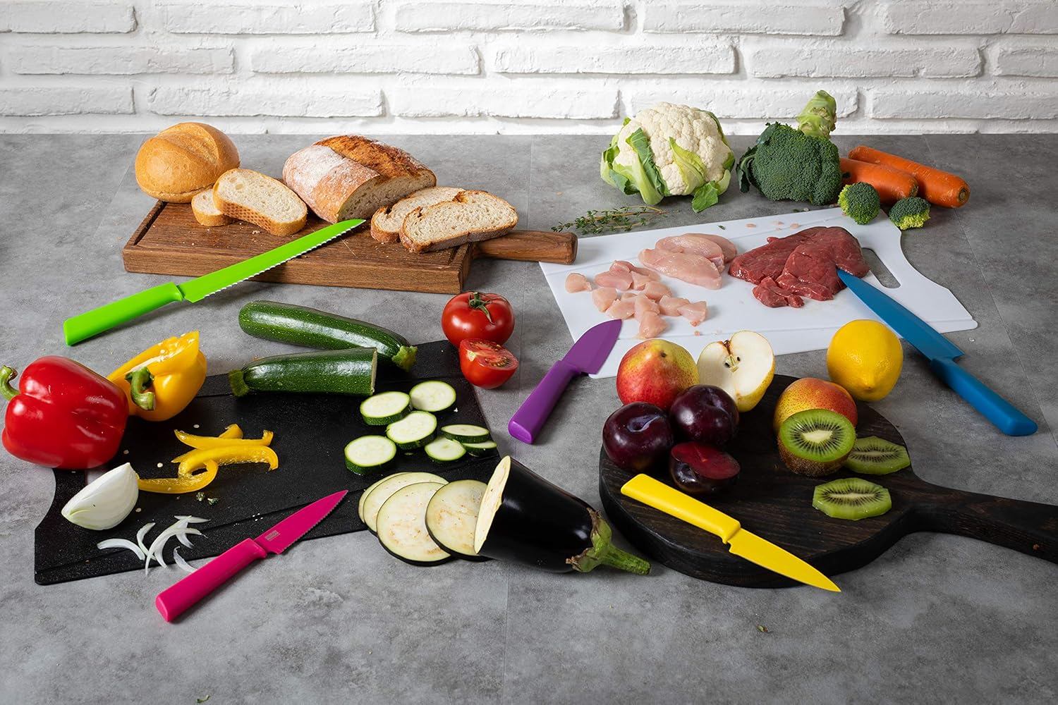 Kuhn Rikon Colori+ Cheese Knife (Set of 3), Black Serrated Paring Knife 4" Green image number 3