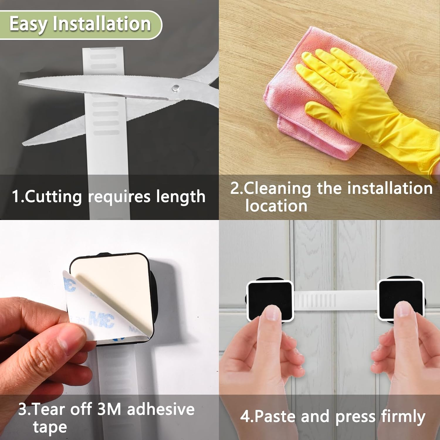 12 Pack Baby Proofing Cabinet Locks,Child Safety Latches Lock with Adhesive,No Drilling and Adjustable Strap Length for Drawers,Fridge,Dishwasher,Toilet Seat,Cupboard,Oven