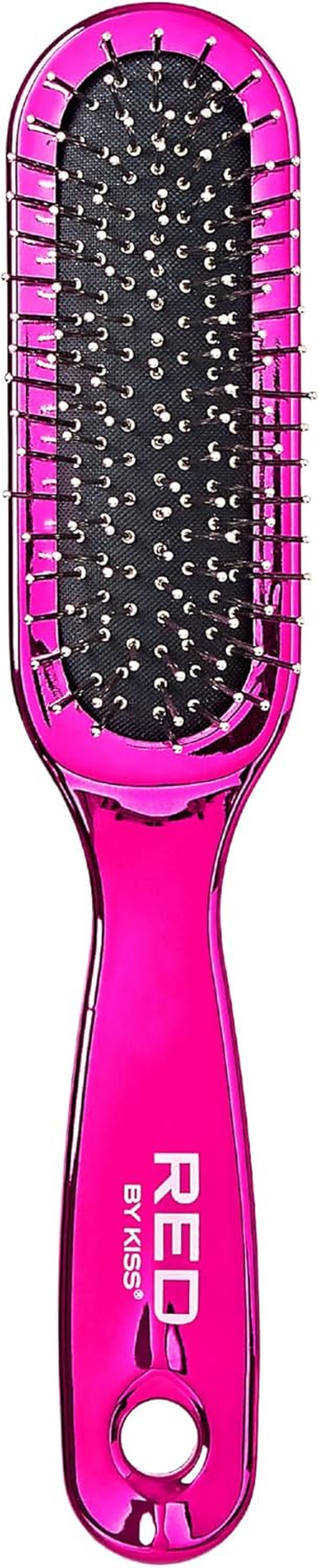 Red by Kiss Wig Brush, Anti-Static & Anti-Frizz for All Hair Types, Stainless Steel Bristles for Easy Detangle, Smooth Hair & Wig without Breakage, No Snag with Knot-Free Bristles (Mini)