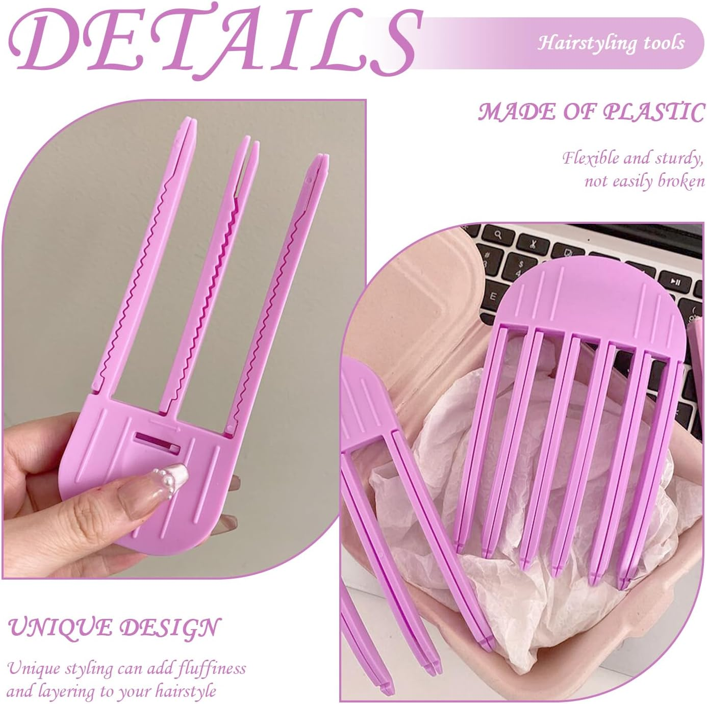 4 Pieces Creative Hair Clips Hair Clips for Fluffy Hair, Hair Styling Tools, Plastic Hair Styling Tools, Hair Styling Accessories image number 4