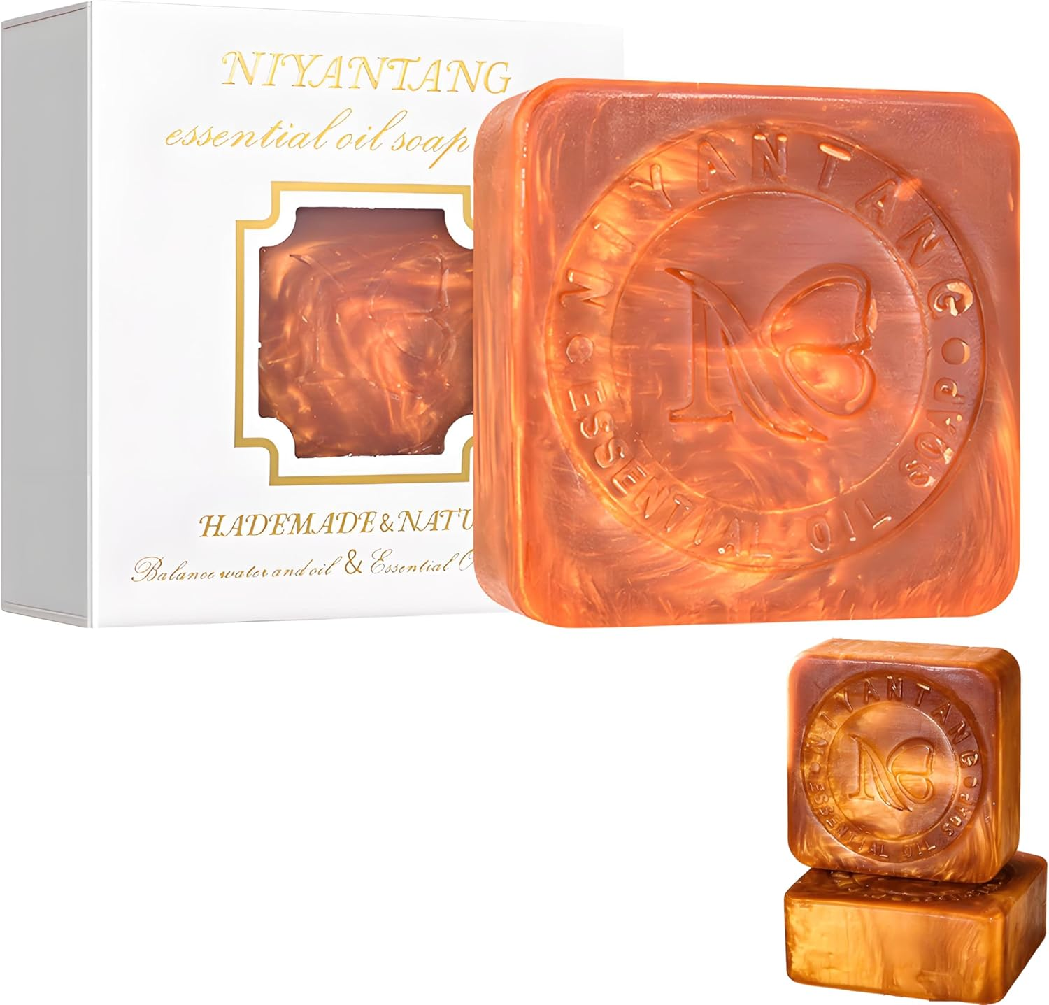 [2PCS Set] Nano Gold Handmade Soap | Sulfur Spring Extract & Glycerin | Fades Pigmentation, Antibacterial, Moisturizing | for Face & Body, Men & Women image number 1