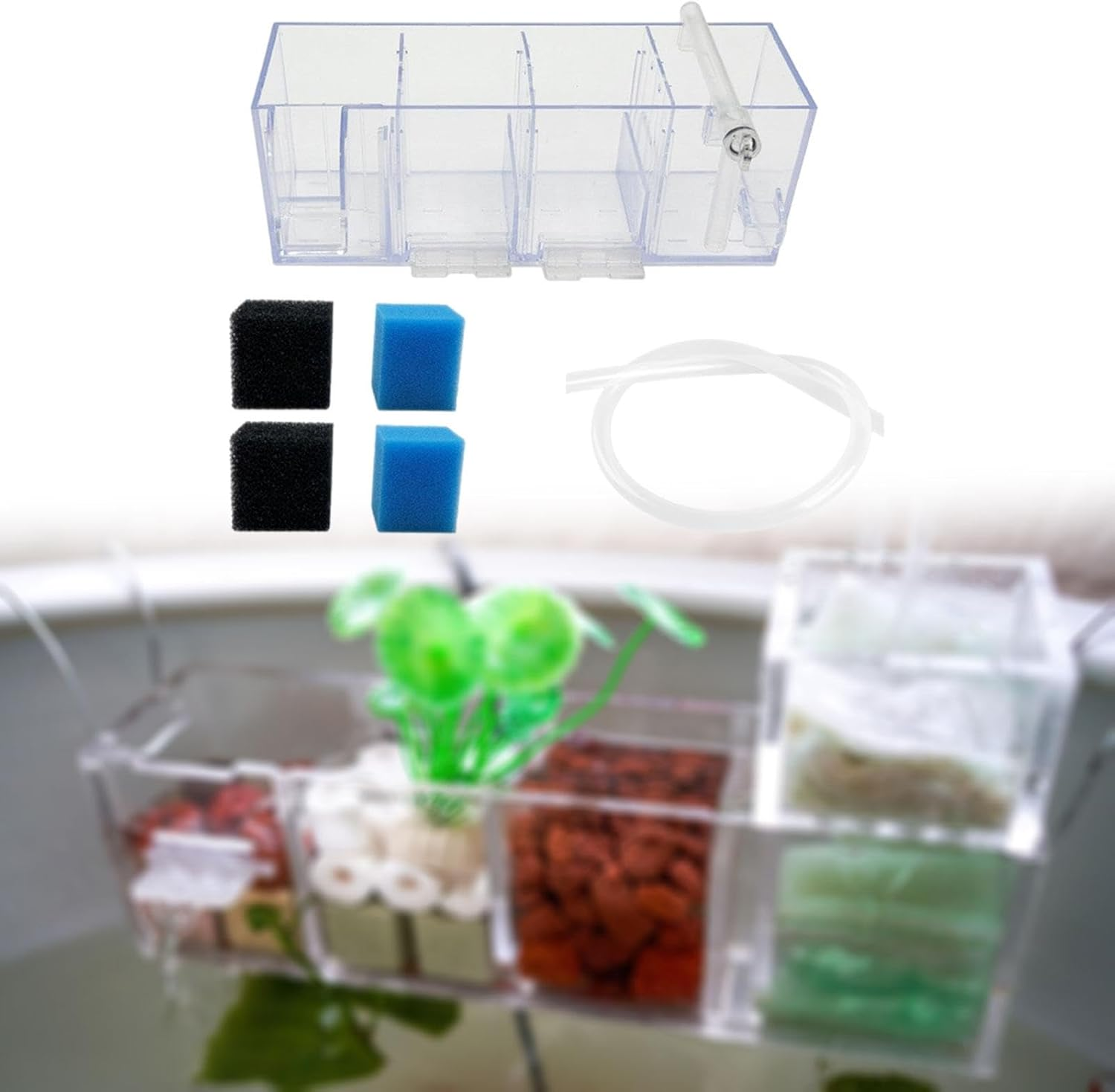 Perfk Fish Tank External Filter Box Water Purifier Sturdy Quiet Aquarium Accessories Aquarium Hang on Back Filter Filtration System, A