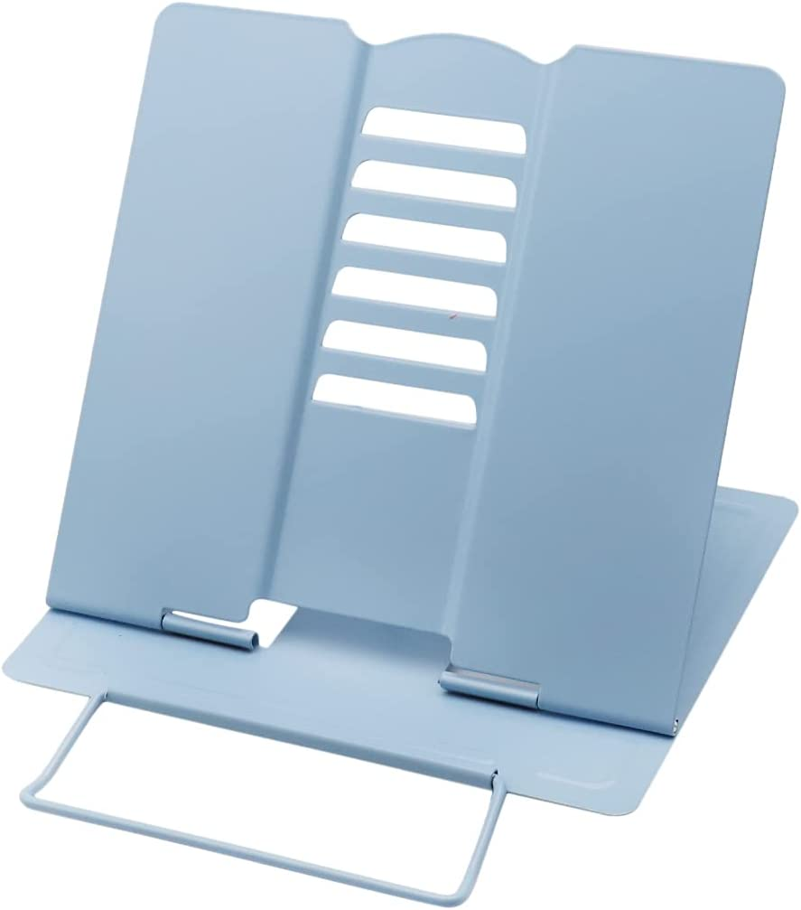 Desk Book Stand Worthplanet Metal Reading Rest Book Holder Lightweight Bookstand with 6 Adjustable Angles and Paper Page Clip for Textbook, Recipe, Magazine, Paper Tablet W160002 (Light Blue) image number 6