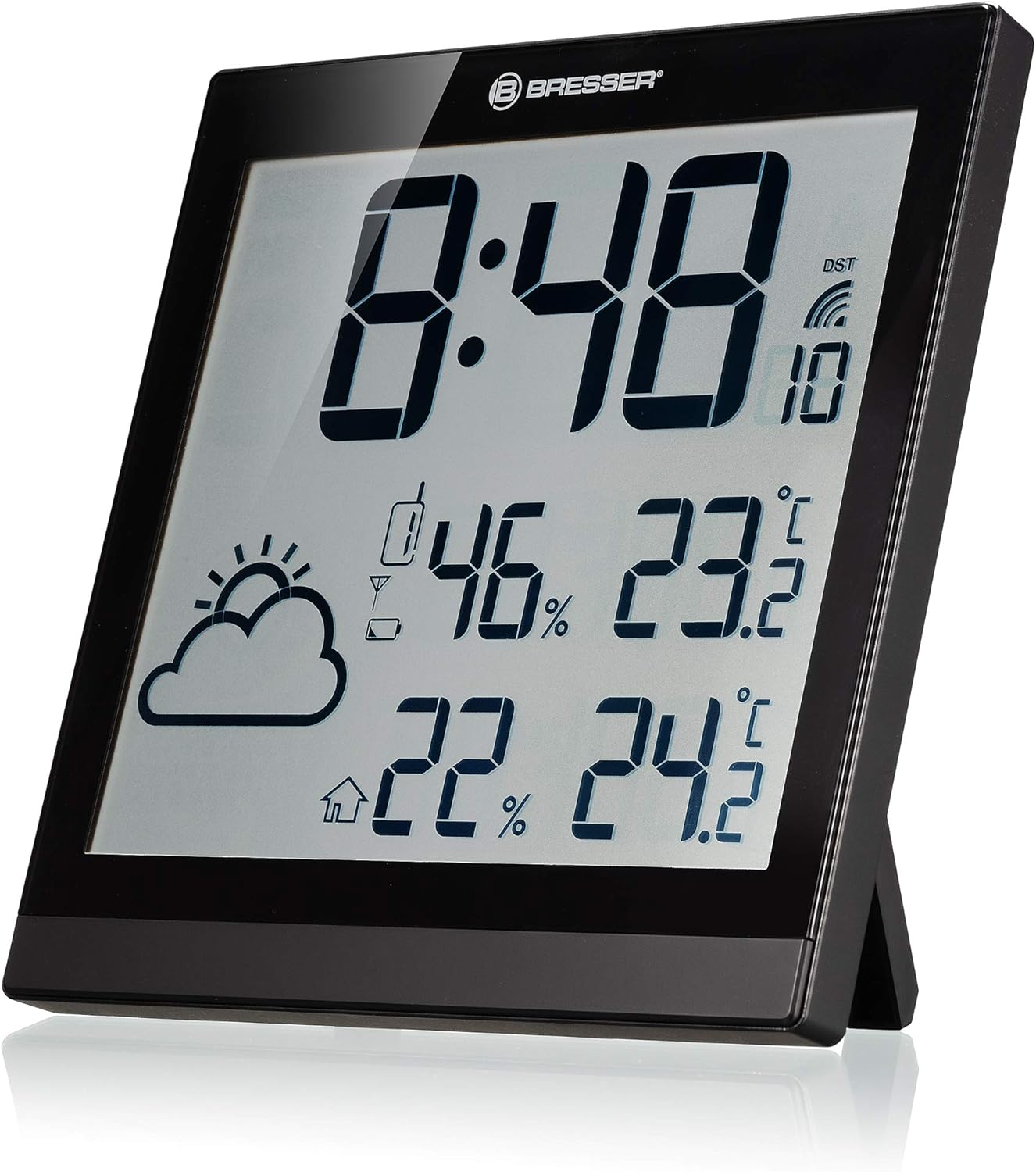 Bresser Weather Station Wall Clock Temeotrend JC 22X22Cm with Outdoor Sensor, Black image number 4