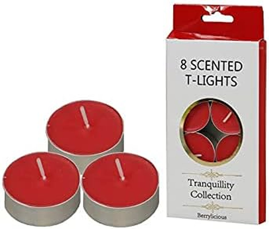Tranquillity Collection Scented Tea Light Candle 8-Pieces, Berrylicious