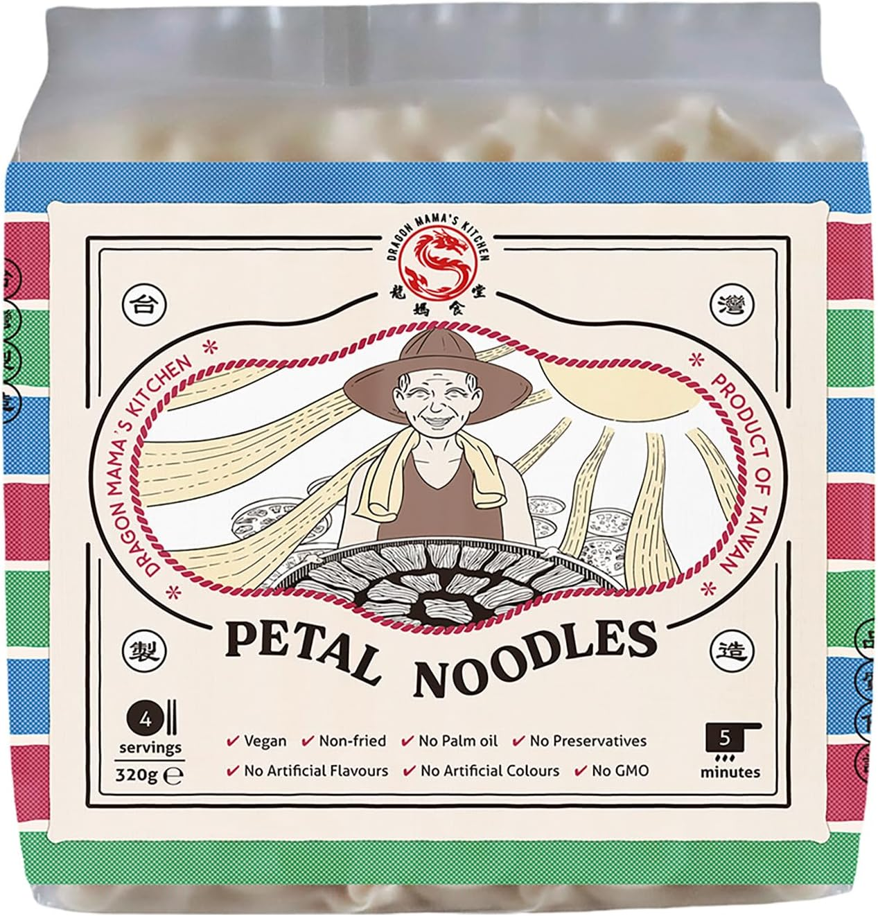 DRAGON MAMA'S KITCHEN Taiwanese Petal Noodles - 320G | Vegan &middot; Non-Fried &middot; No Palm Oil &middot; No Preservatives &middot; No Artificial Flavours &middot; No Artificial Colours &middot; No GMO (Pack of 1) image number 4