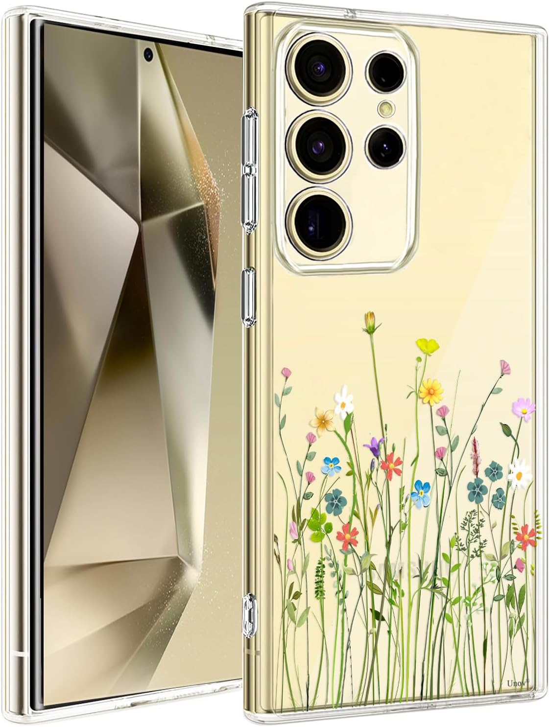 Unov Compatible with Galaxy S25 Ultra Case Clear with Design Soft TPU Shock Absorption Slim Embossed Pattern Protective Back Cover 6.7 Inch (Citrus Flavors)