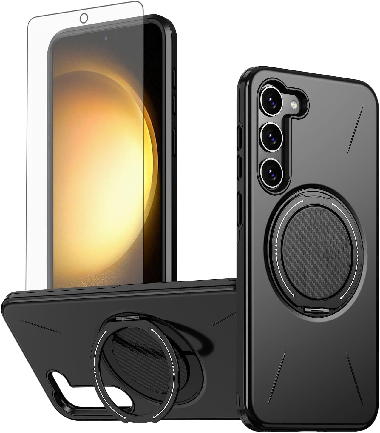 Asuwish Phone Case for Samsung Galaxy S23 plus S23+ 5G Magnetic Cell Cover with Screen Protector and Shockproof Hybrid Stand Ring Hard Holder S23Plus 23S + S 23 23+ SM-S916U 6.6 Inch Women Men Green