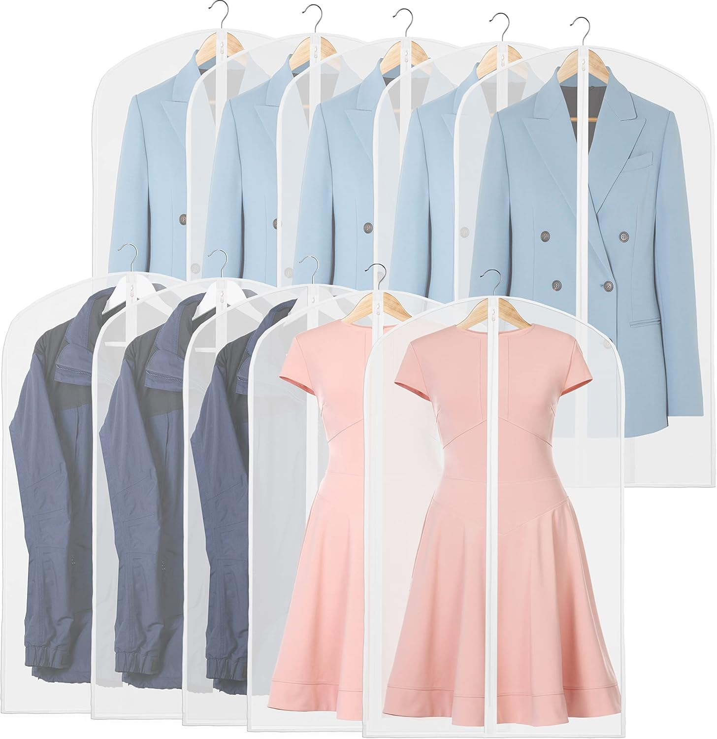 Simplehouseware 6 Pack Clear Garment Bag, 60 X 150 Cm with Zipper for Suits, Dresses, Costumes and Uniforms image number 4