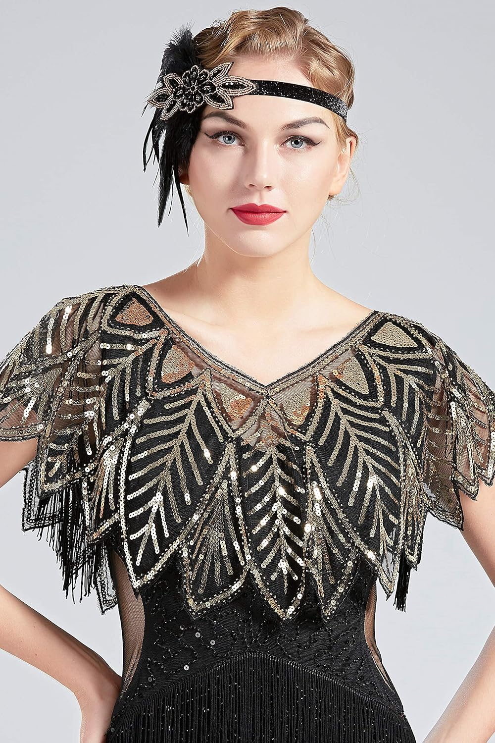 BABEYOND 1920S Shawl Wraps Sequin Beaded Evening Cape Bridal Shawl