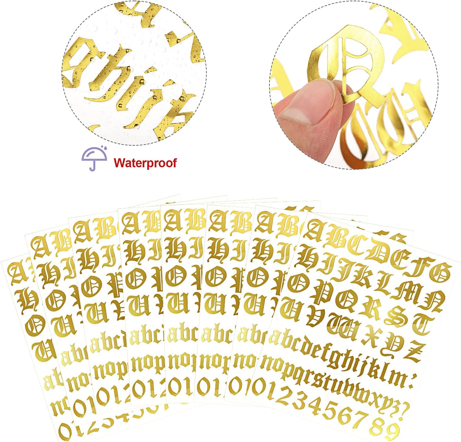 Teling Set of 8 Self Adhesive Vinyl Letter Number Mailbox Number Stickers Alphabet Stickers for Mailboxes Signs Windows Doors Cars Trucks Home Business Address Numbers(1 Inch,Gold) image number 5
