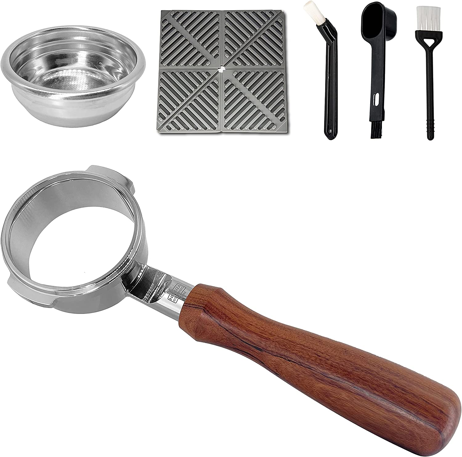 NEOUZA 58Mm Bottomless Portafilter Compatible with Breville BES900XL, BES920XL, BES980XL, BES990BSS Espresso Machine, 304 Stainless Steel Two Ears, Basket, Spoon,Tamper Mat,Brush