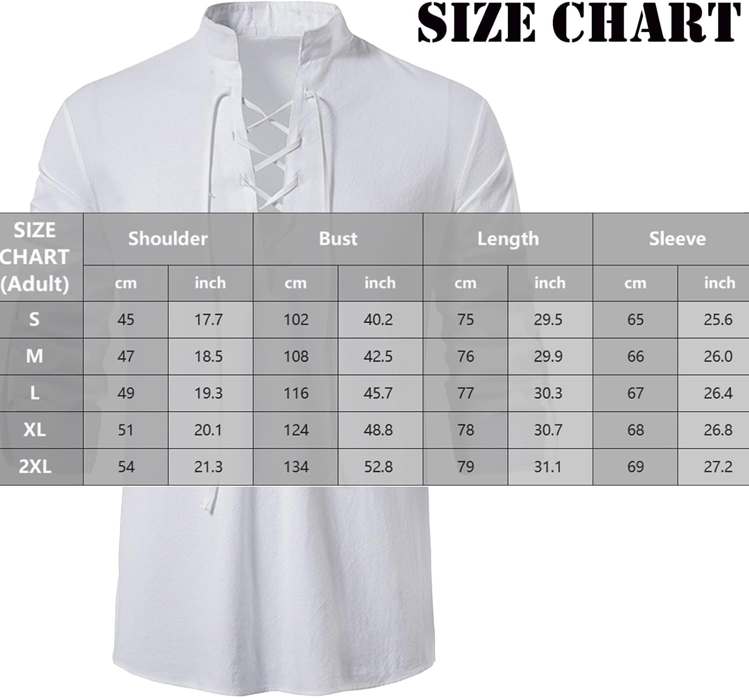 Medieval Costume Men Shirt Cotton Linen Loose Shirt Gothic Halloween Pirate Costume for Party Cosplay image number 5