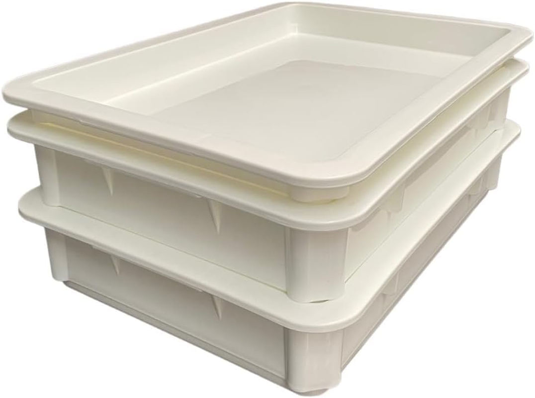 NIVMOWN【2 PACK】BPA Free Plastic Dough Proofing Box | Pizza Proofing Box, Bread Proofing Box | Stackable, with Covers, with Lid | Premium Quality (44.5 Cm* 32 * 8.5 Cm) image number 6