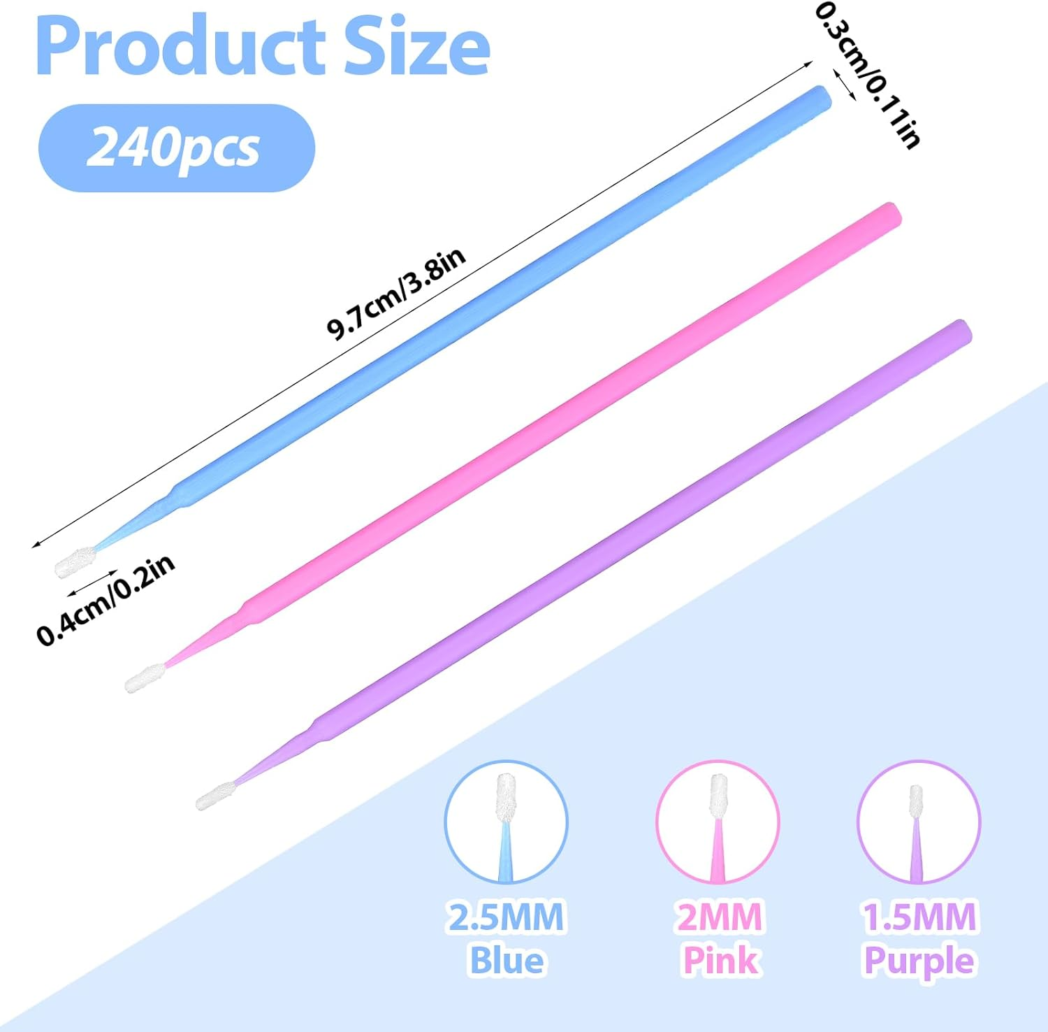 240Pcs Touch up Paint Brushes Repair Ultra-Fine Paint Brushes for Automotive Paint Chip Repair,Disposable Micro Paint Applicators for Detailing Clearance Cleaning (Length: 4IN Tips:1.5/2/2.5Mm) image number 5