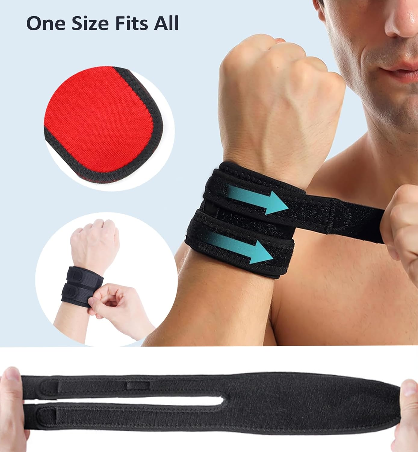 Wrist Brace for TFCC Tears, Adjustable Wristband Wrist Wraps Support for Fitness Tennis Weightlifting Tendonitis Carpal Tunnel Arthritis Pain Relief, One Size Adjustable image number 3