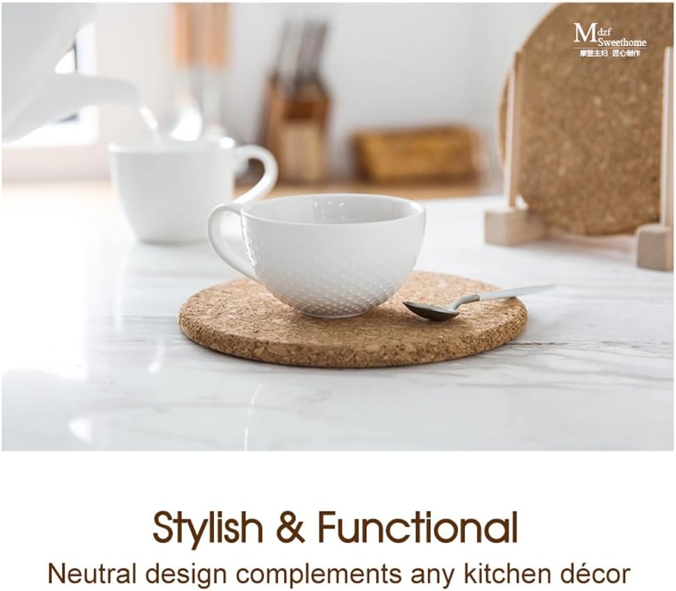 Tootoo 2/4/6PCS Natural Cork Trivets - 18CM round Heat Resistant Hot Pad Set for Kitchen Countertops, Dining Tables - Non-Slip, Eco-Friendly Pot Holders & Hot Plate Mats (6) image number 3