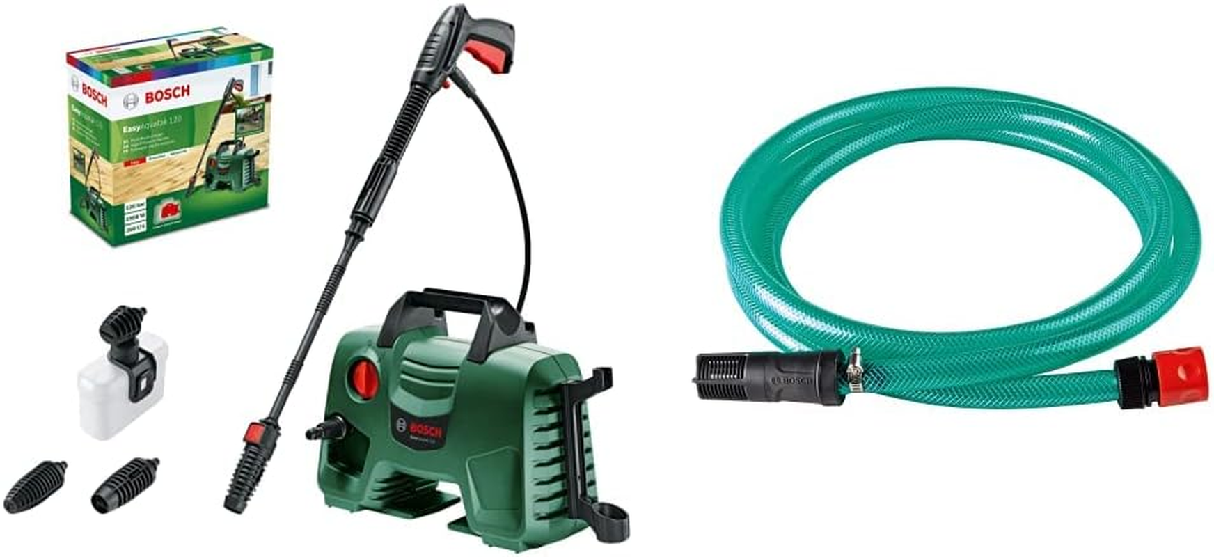 Bosch 1500 Watt Electric High Pressure Washer Cleaner 1740 PSI with High Pressure Gun & Bosch Self Priming Kit for Bosch High Pressure Washers Easyaquatak, Universalaquatak