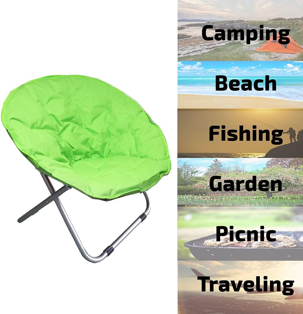 Moon Chair Folding Padded Oval round Camping Fishing Portable Picnic Green Seat image number 1