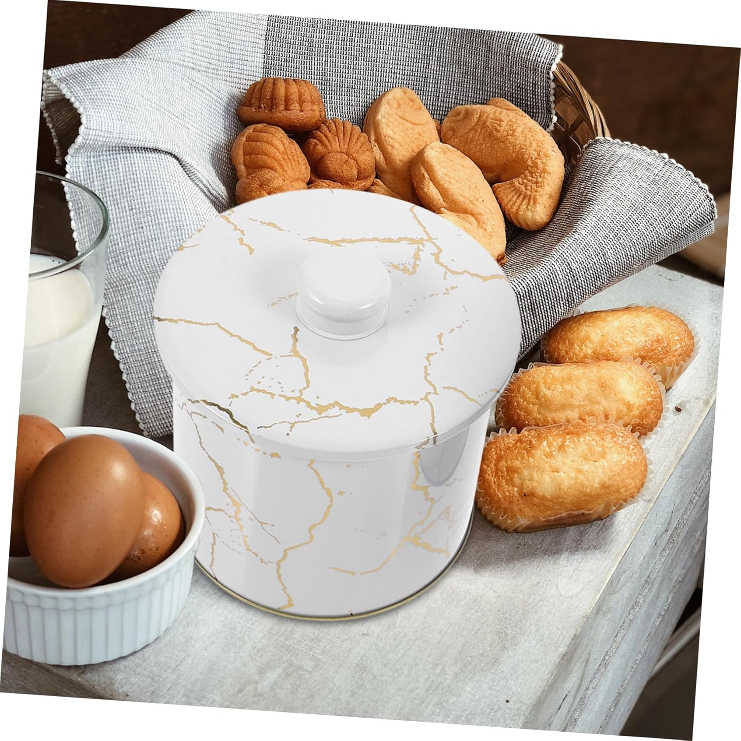 KICHOUSE 2Pcs Iron Bread Storage Box Home Bakery Food Packaging Cake Box for Baking Bread Storage image number 5