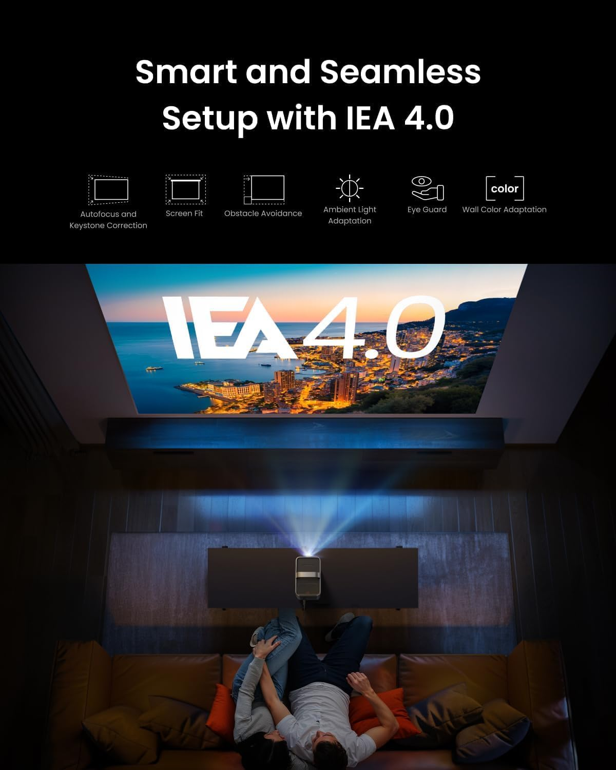 NEBULA Cosmos 4K SE Smart Projector, 4K High-Brightness with Dolby Vision, 200" Screen, 1,800 ANSI Lumens, Hybridbeam, Enhanced Image Quality, Google TV, Portable, for Gaming, Home, and Office Use image number 6
