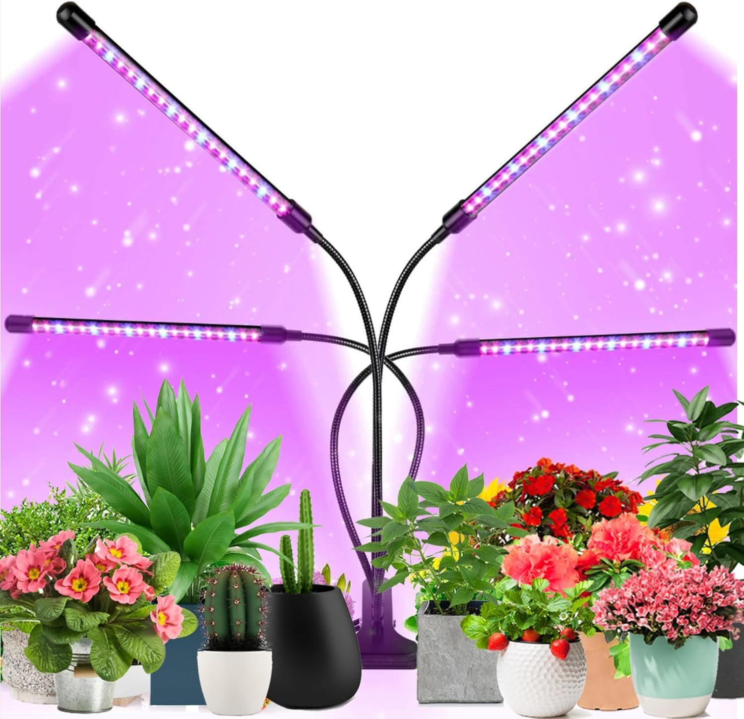 Grow Lights for Indoor Plants, Four Head LED Grow Light with Red & Blue Spectrum for Indoor Plant Growing Lamp, Adjustable Gooseneck, Suitable for Plants Growth (Adaptor NOT Included) image number 4