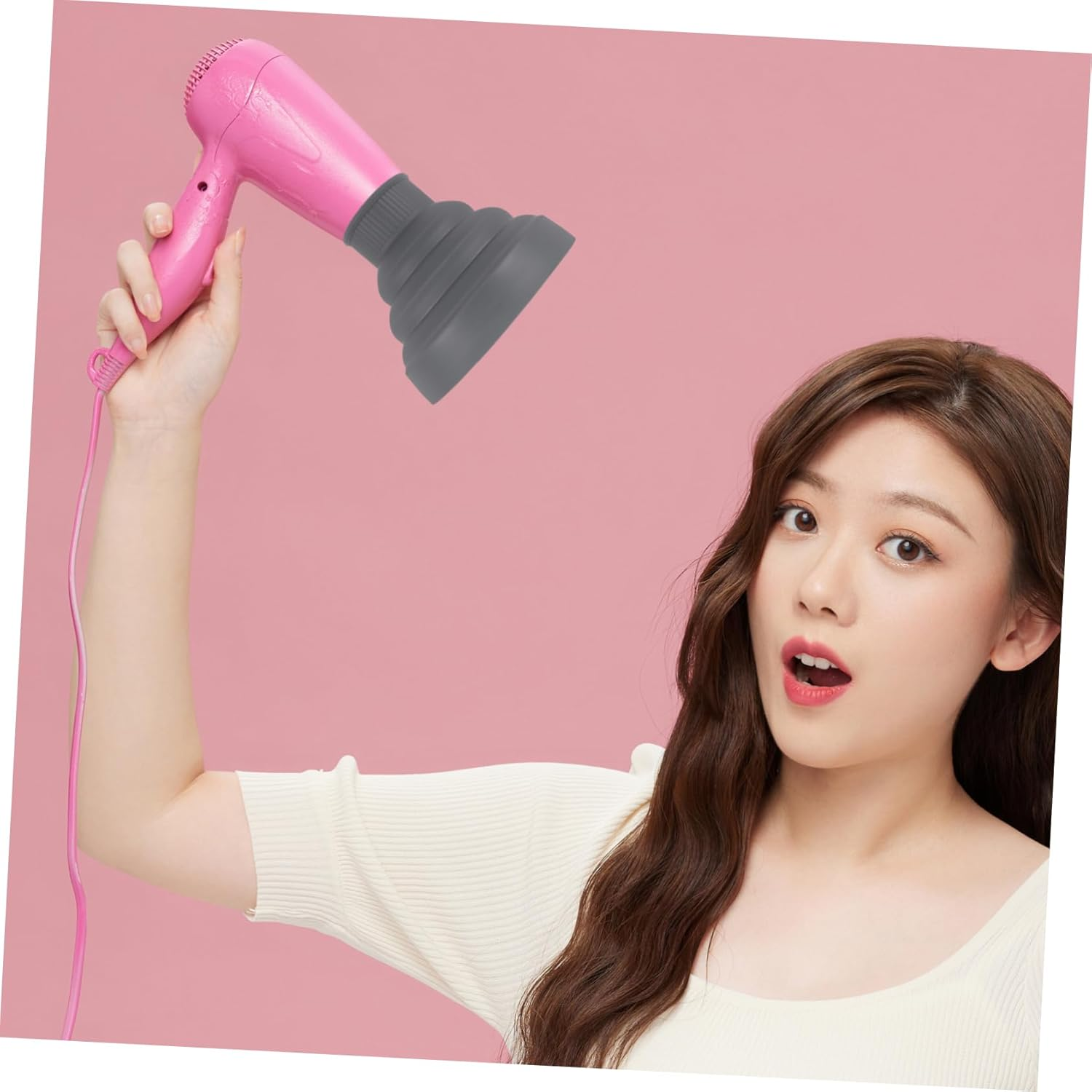 ERINGOGO Hair Dryer Cover Silicone Collapsible Diffuser Protective Cover for Hairdryer Salon Styling Tool Hair Dryer Nozzle Diffuser Attachment image number 3