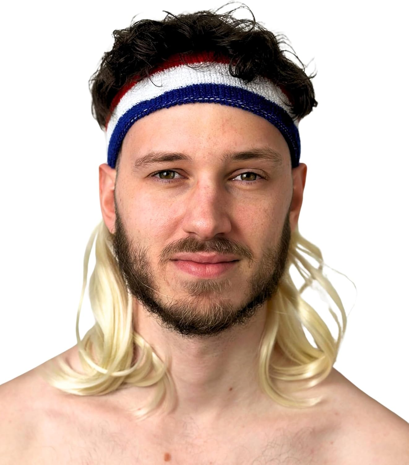 ALLAURA Mullet Headband Wig | 80S Wig Men Mullet Wig Men &mdash; One Size (Headband Included) (Black)