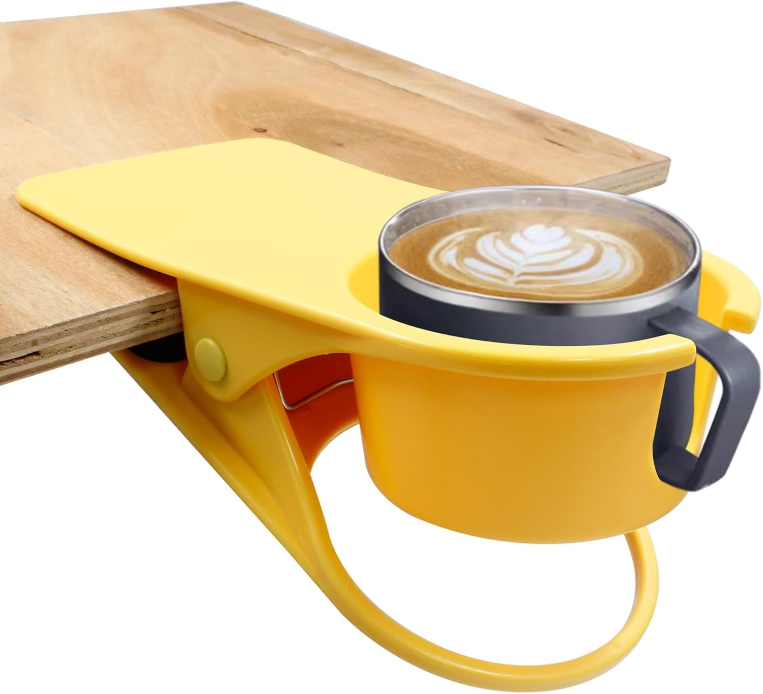 3Pcs Drinking Cup Holder Clip, Desk Drink Holder Clip Adirondack Chair Cup Holder with Clip, Cup Clip Holder for Water Drink Beverage Soda Coffee Mug(Blue, Green and Yellow) image number 1