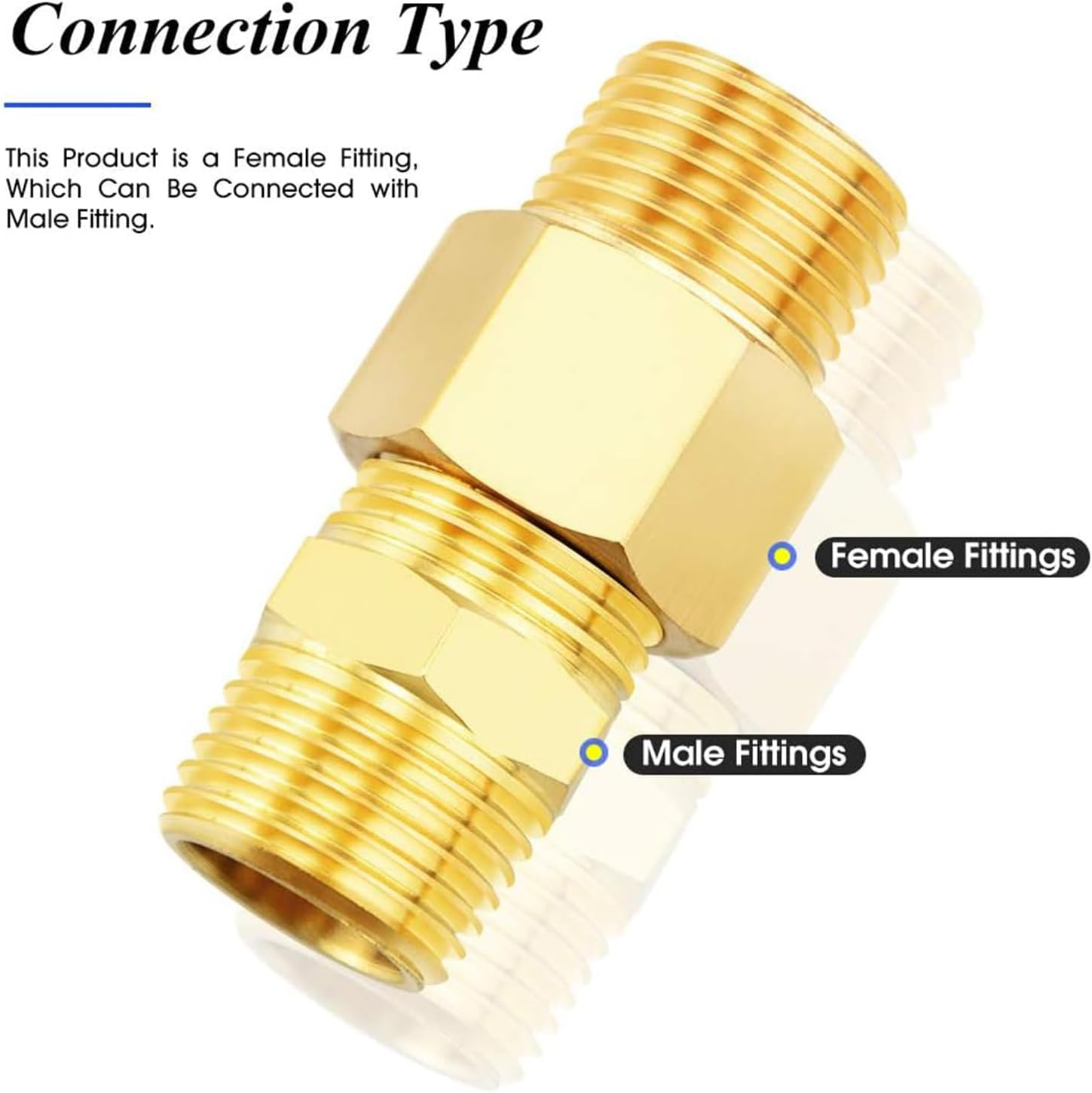 TAILONZ PNEUMATIC 3/4" BSP Male Pipe Hex Nipple, Brass Pipe Fitting（5Pcs） image number 5