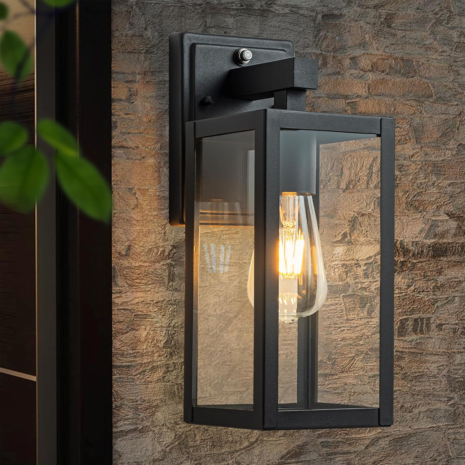 FTL Dusk Till Dawn Outdoor Wall Lights, E27 Wall Lantern Porch Light with Ambient Sensor, Matte Black Exterior Wall Lamp with Clear Glass, outside Sensor Wall Light Fixture for Patio, IP44 Waterproof image number 6