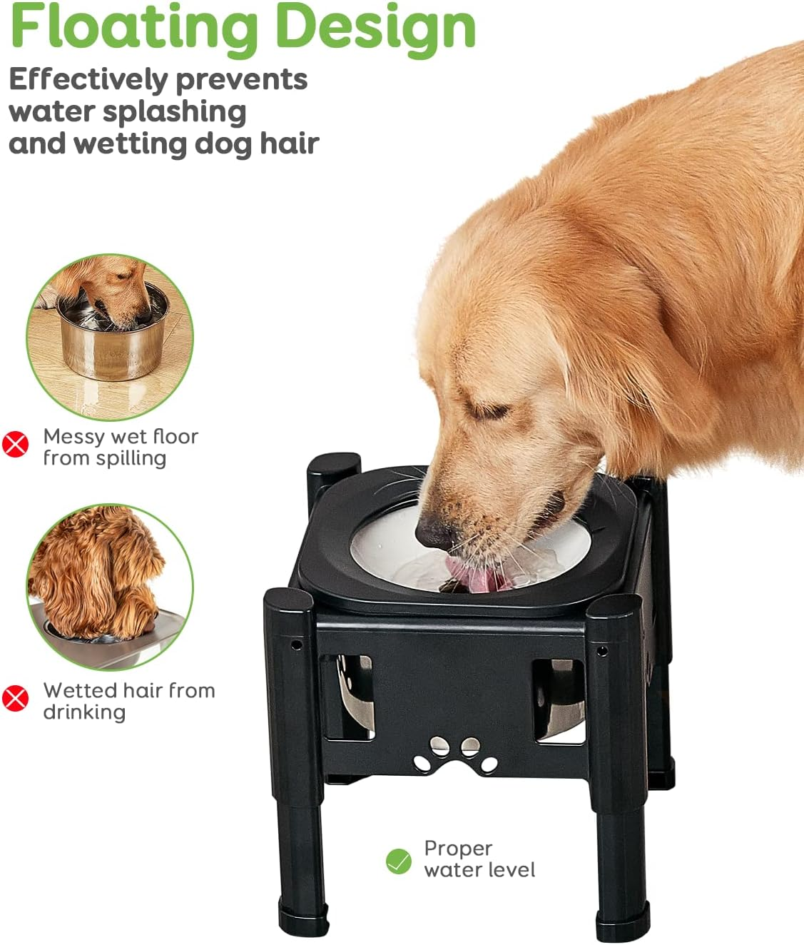 Pawque Elevated Dog Bowls, 80Oz Stainless Steel Water Feeder with 3 Adjustable Heights, Anti-Spill Design for Small to Medium Sized Dogs image number 1