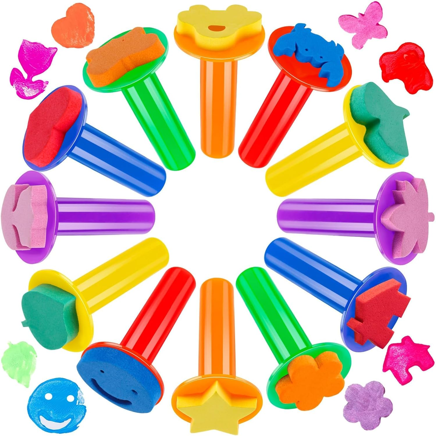 12Pcs Paint Stamps for Kids, Painting Sponges, Educational Foam Stamps for Toddler Finger Painting, Sponge Brush Set for Kids&rsquo; Artistic Creativity, Foam Art Supplies. image number 6