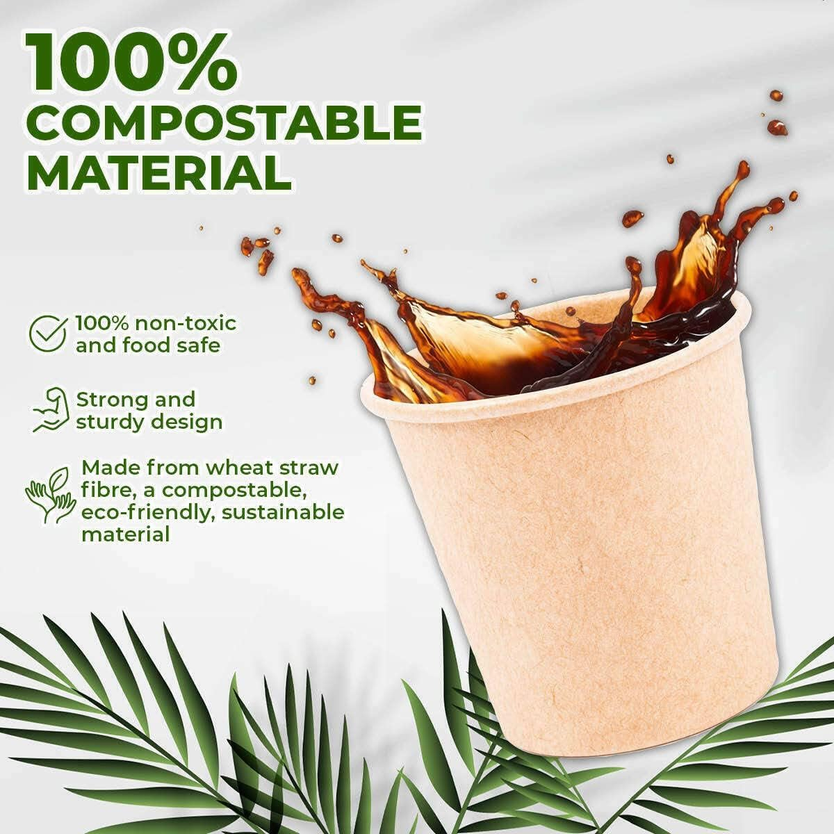 [100PCE] Party Central Eco-Friendly Paper Coffee Cups - 250Ml - Food Safe & BPA Free - Strong & Soak-Proof - Ideal for Hot Beverages, Juice & Snacks image number 4
