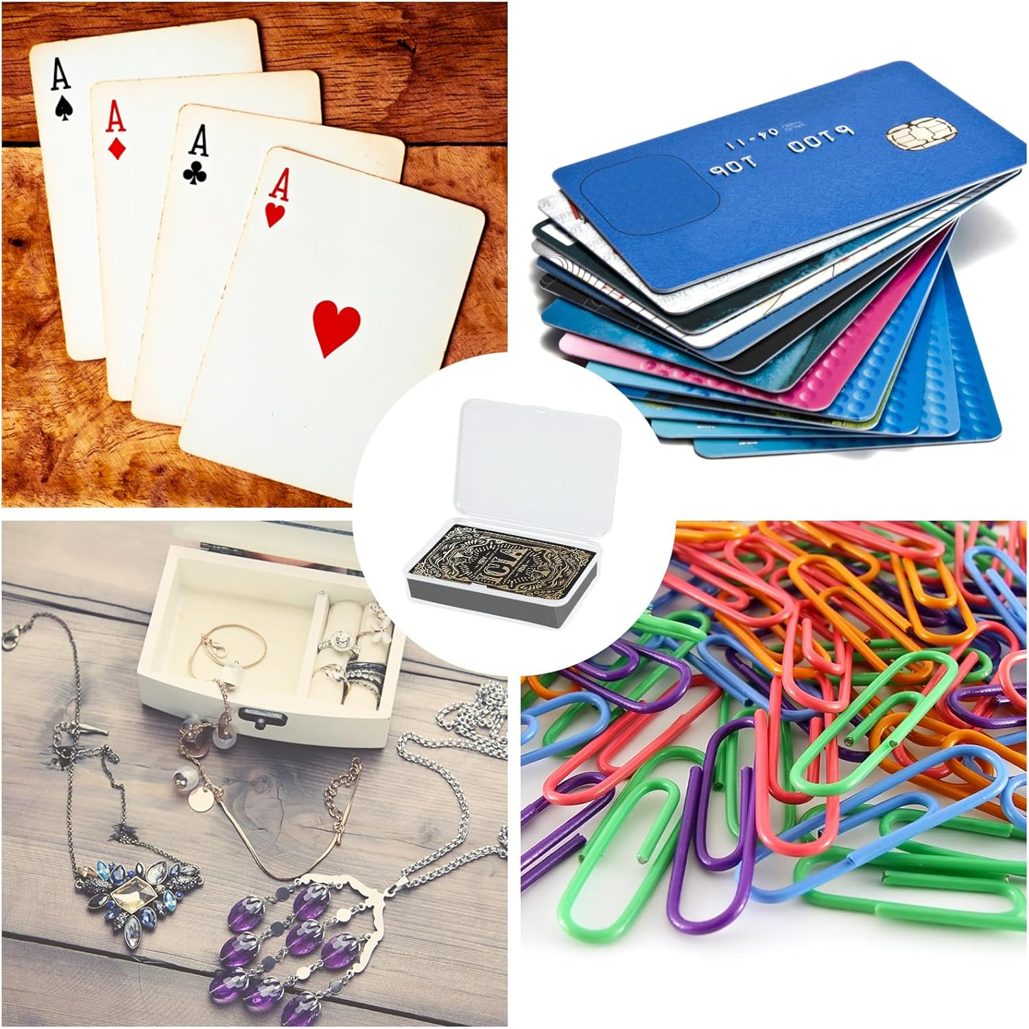 Playing Card Deck Box 8 Pieces Card Storage Organizer Plastic Storage Box, Clear Card Case for Playing Cards, Trading Card Storage Box Organizer Snap Closed, for Business Cards, Card Storage, Beads image number 1