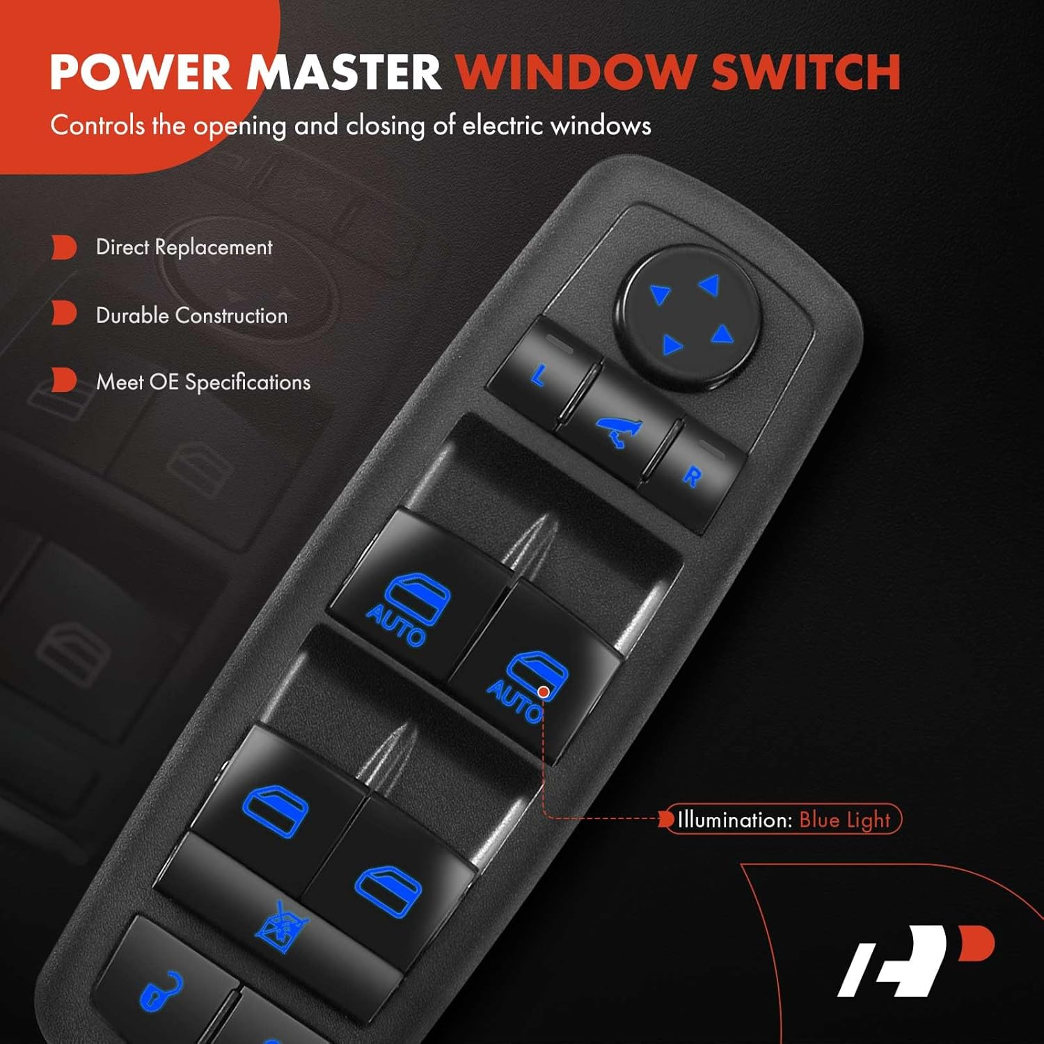 A-Premium Power Master Window Switch Compatible with Jeep Grand Cherokee 2014 2015 2016 2017 2018, with Power Folding Mirrors, with Dual Auto, Front Left Driver Side, Replace# 68184803AC image number 6
