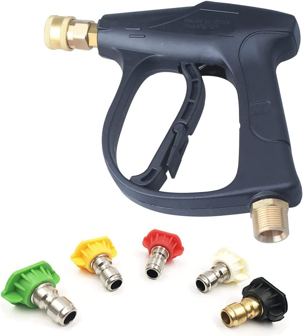 High Pressure Washer Gun,4000 PSI Max with 5 Color Quick Connect Nozzles M22 Hose Connector 3.0 TIP image number 1